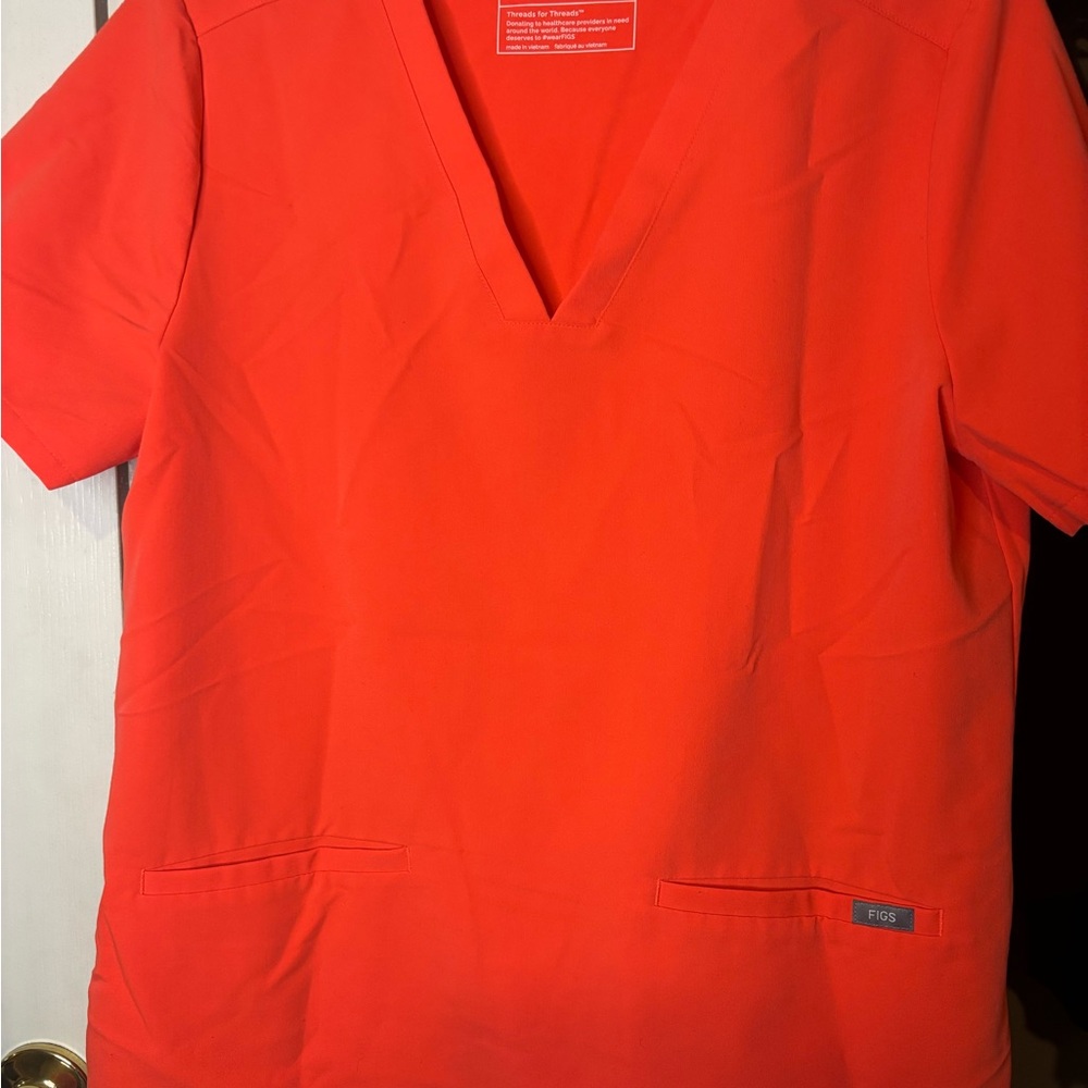 Figs Orange Boxy Short Sleeve Tee